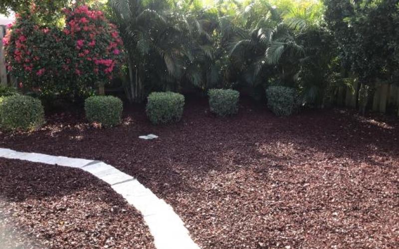 Backyard Replaced Wood Mulch with Rubber Mulch