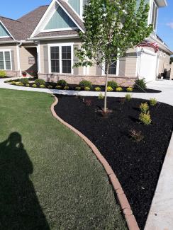 Black Rubber Mulch Landscaping Light Brick House